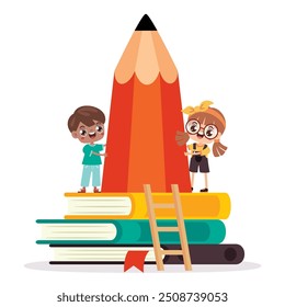 Success Concept With Kids And Pencil
