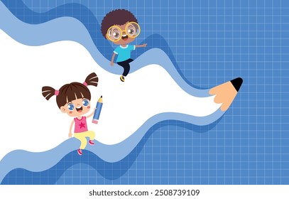 Success Concept With Kids And Pencil