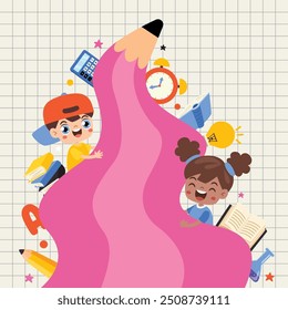 Success Concept With Kids And Pencil