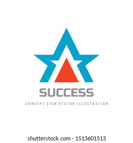 Success - concept logo design. Abstract star shape with arrow sign. Vector illustration.