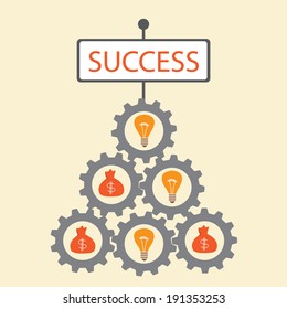 Success concept on the base of money and ideas.