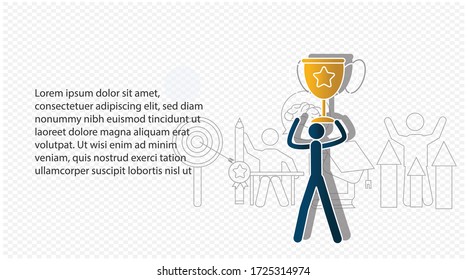 Success concept on transparency background. Creative idea design. Flat vector illustration for template, brochure or presentation.