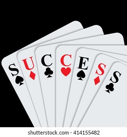 Success concept with playing cards. Vector Illustration