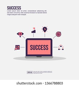 Success concept for presentation, promotion, social media marketing, and advertising. Minimalist Success infographic with flat icon