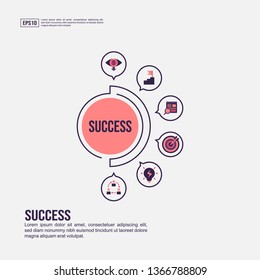 Success concept for presentation, promotion, social media marketing, and advertising. Minimalist Success infographic with flat icon