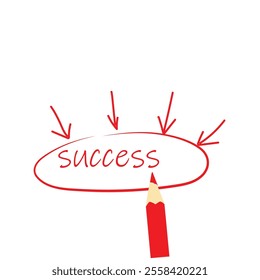 success concept with red arrow.