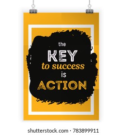 Success concept typography poster. Rough design. Vector phrase on dark background. Best for cards design, social media banners.