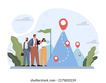 Success concept. Winning in competition. Getting reward or prize for achievement. Goal, inspiration. hard work and result. Vector illustration in cartoon style