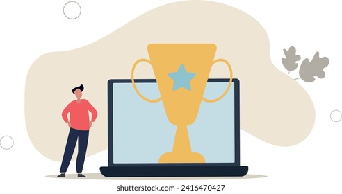 success concept.Character setting goals, objectives, successfully accomplish achievement and receiving rewards.flat vector illustration.