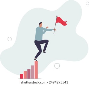 success concept.Character setting goals, objectives, successfully accomplish achievement and receiving rewards.flat design.illustration with people.