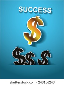 success concept.dollar sign without from space to success.illustration eps10