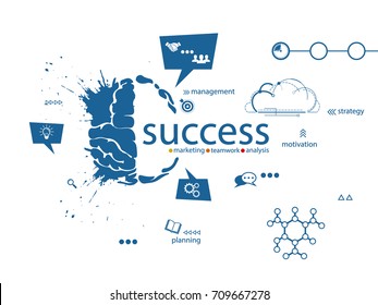 success creative brain concept vector illustration 