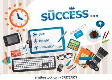 Success design concept. Typographic poster. Success concepts for web banner and printed materials.