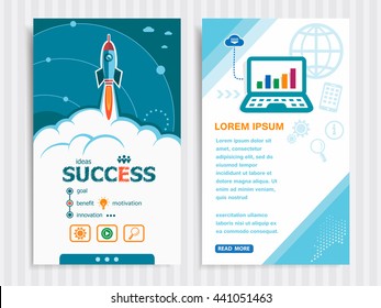 Success design concepts of words learning and training.Success flat design banners for website, easy to use and highly customizable.