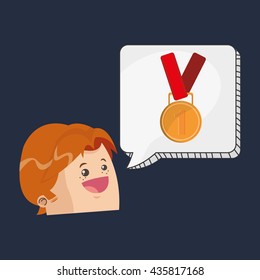 Success design. Winner icon. Flat illustration, vector graphic