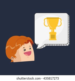 Success design. Winner icon. Flat illustration, vector graphic
