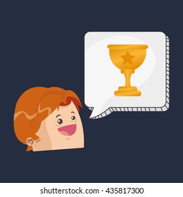 Success design. Winner icon. Flat illustration, vector graphic