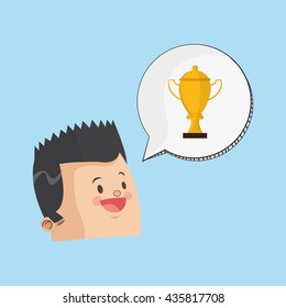 Success design. Winner icon. Flat illustration, vector graphic