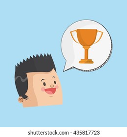 Success design. Winner icon. Flat illustration, vector graphic