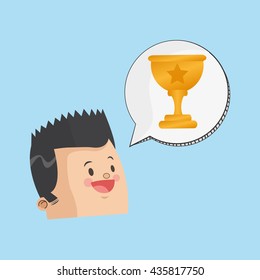 Success design. Winner icon. Flat illustration, vector graphic