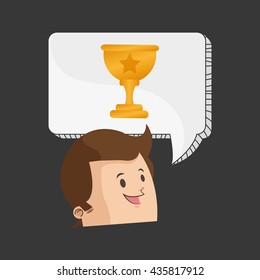 Success design. Winner icon. Flat illustration, vector graphic