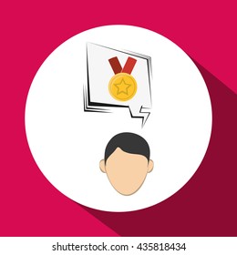Success design. Winner icon. Flat illustration, vector graphic