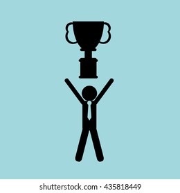 Success design. Winner icon. Flat illustration, vector graphic