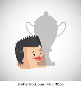 Success design. Winner icon. Flat illustration, vector graphic