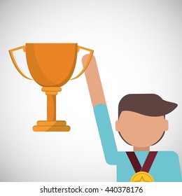 Success design. Winner icon. Flat illustration, vector graphic