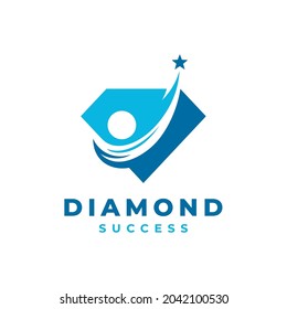 Diseño de plantilla de logotipo de diamante con éxito. Ilustración del vector