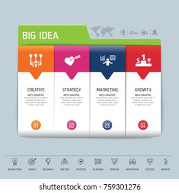 Success direction, template modern info graphic design. Use for business, marketing, creative, web design, workflow and graphics. Vector, Background.