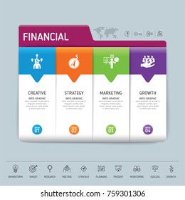 Direção de sucesso, modelo moderno info design gráfico. Use para negócios, marketing, criação, web design, fluxo de trabalho e gráficos. Vetor, Plano de Fundo.