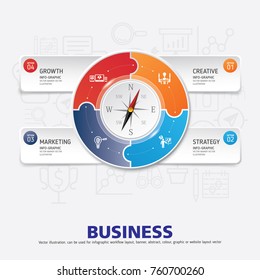 Success direction, template modern info graphic design. Use for business, marketing, creative, web design, workflow and graphics. Vector, Background.