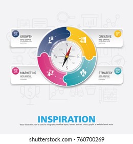 Success direction, template modern info graphic design. Use for business, marketing, creative, web design, workflow and graphics. Vector, Background.