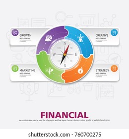 Success direction, template modern info graphic design. Use for business, marketing, creative, web design, workflow and graphics. Vector, Background.