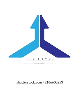 Success. Double up arrow. The concept of growth, progress, integration and interaction. Simple style