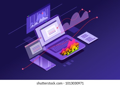 Success elements of an internet investment. Financial web analysis and strategy symbol. Vector design. Illustration.