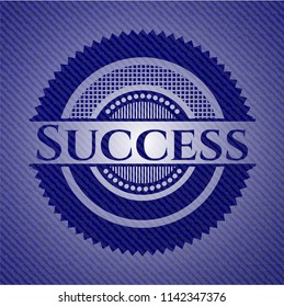 Success emblem with denim high quality background