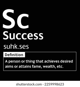 Success English Word definition digital print design for t-shirts and wall art poster vector illustration