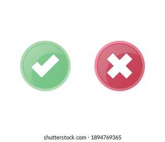 Success, error icon set. Colored flat vector illustration. Isolated on white background. 