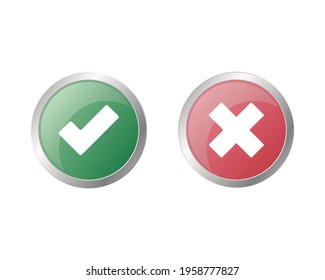 Success, error icon set. Colored flat vector illustration. Isolated on white background. 