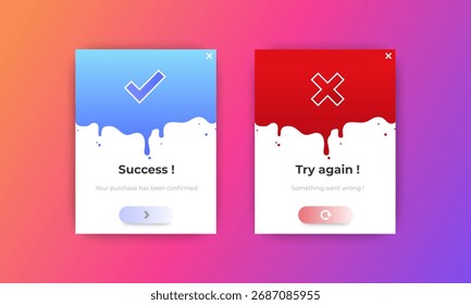 success and error message windows pop up notification set. vector