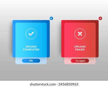 Success and failed pop up notification design for website, mobile or app. vector