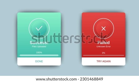 Success and failed pop up notification design for website, mobile or app. vector