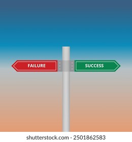 success and failure concept direction board
