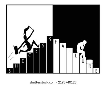 Success and failure graph illustration in vector suitable for business use