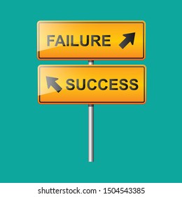 Success and failure sign,confuse direction concept,