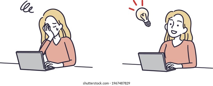success failure woman simple illustration