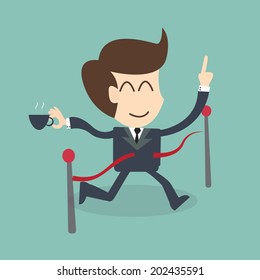 Success Feel Easy - Businessman crossing the finish line 
