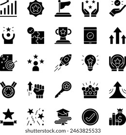 Success fill icon set vector illustration stock